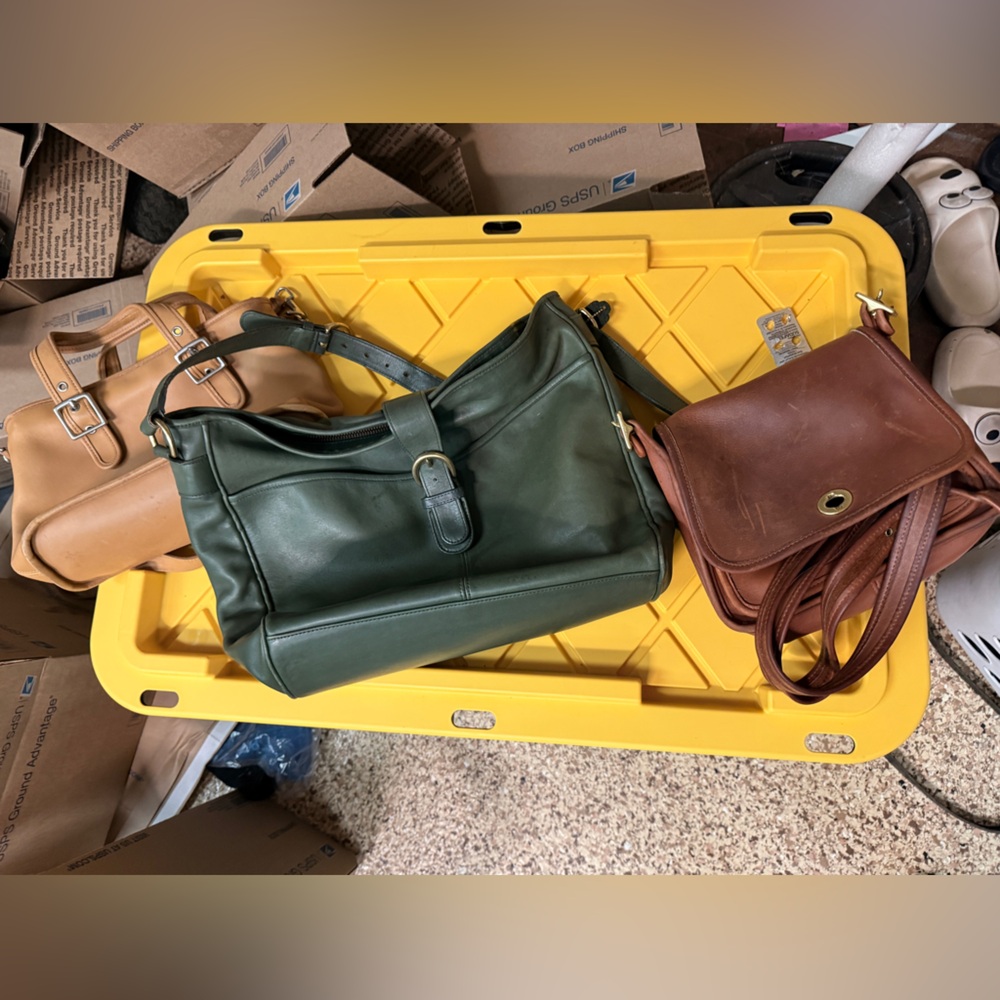 Lot of Three Vintage Coach Purses Bottle Green British Tan
